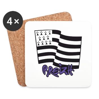 logo Violet - Dessous de verre (lot de 4) - blanc - Devant