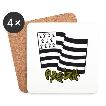 Logo Kaki - Dessous de verre (lot de 4) - blanc - Devant
