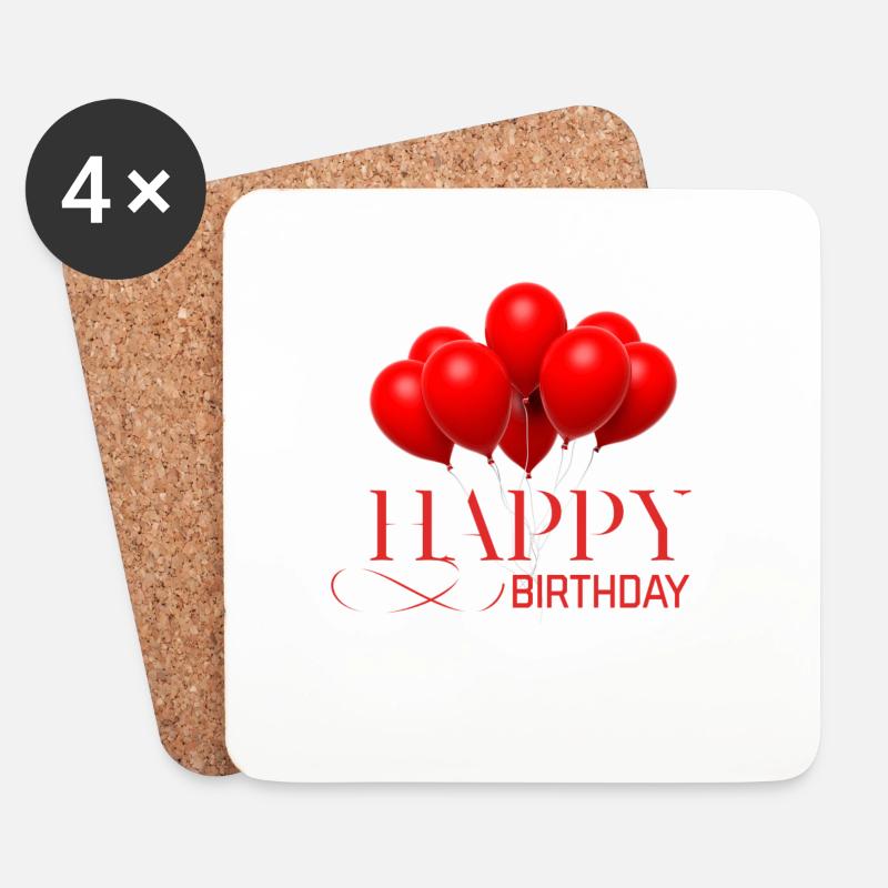 Happy birthday - Untersetzer (4er-Set) - Weiß