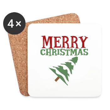 Merry christmas - Untersetzer (4er-Set) - Weiß - Vorne