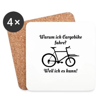 Cargobike, Fahrrad , Lastenrad, Spruch - Untersetzer (4er-Set) - Weiß - Vorne