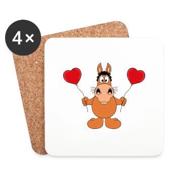 PFERD - LIEBE - REITEN - PONY - TIER - KINDER - Untersetzer (4er-Set) - Weiß - Vorne