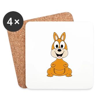 KÄNGURU - TIER - AUSTRALIEN - KINDER - BABY - Untersetzer (4er-Set) - Weiß - Vorne
