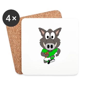 WILDSCHWEIN - AMERICAN FOOTBALL - SPORT - TIER - Untersetzer (4er-Set) - Weiß - Vorne