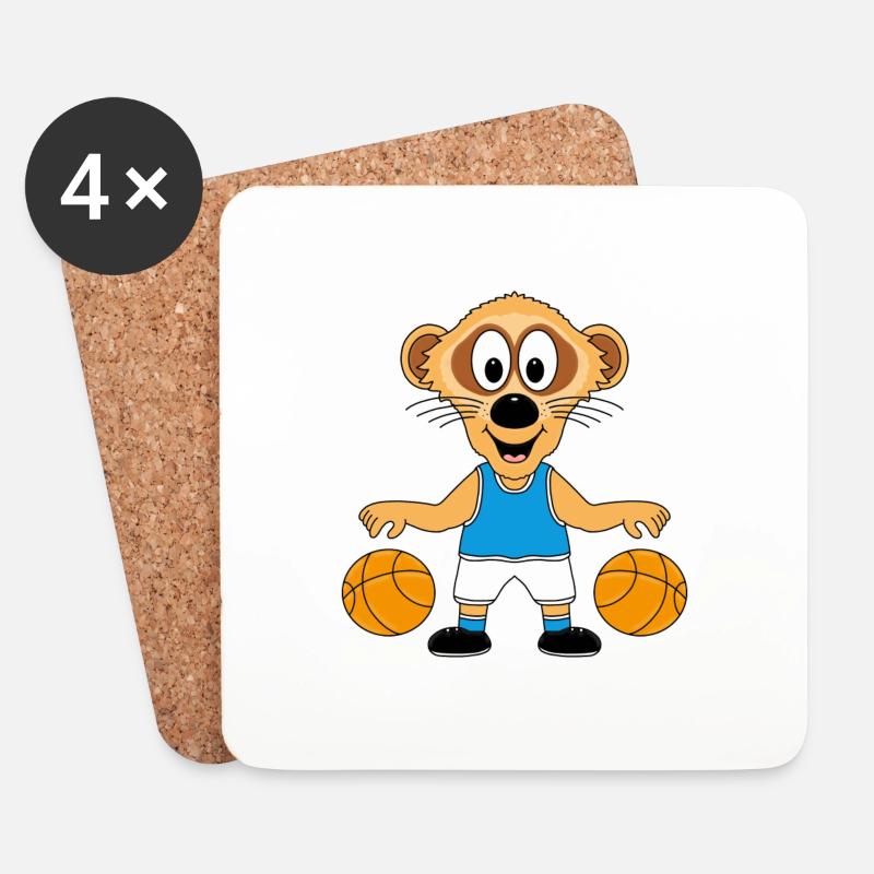 BASKETBALL - ERDMÄNNCHEN - TIER - SPORT - FUN - Untersetzer (4er-Set) - Weiß