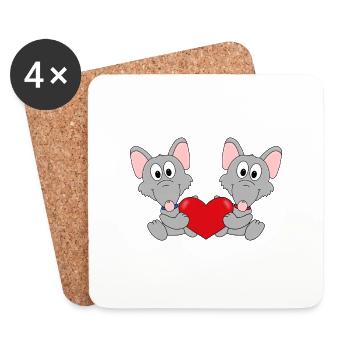 RATTEN - LIEBE - LOVE - TIER - TIERISCH - VERLIEBT - Untersetzer (4er-Set) - Weiß - Vorne