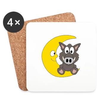 WILDSCHWEIN - MOND - TIER - KINDER - BABY - Untersetzer (4er-Set) - Weiß - Vorne