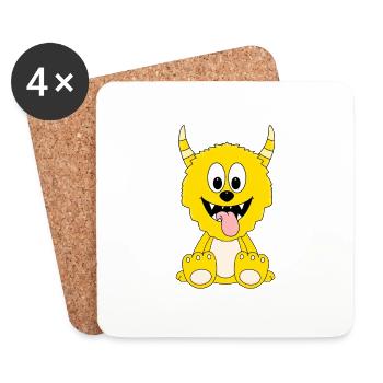 MONSTER - TIER - KINDER - BABY - Untersetzer (4er-Set) - Weiß - Vorne