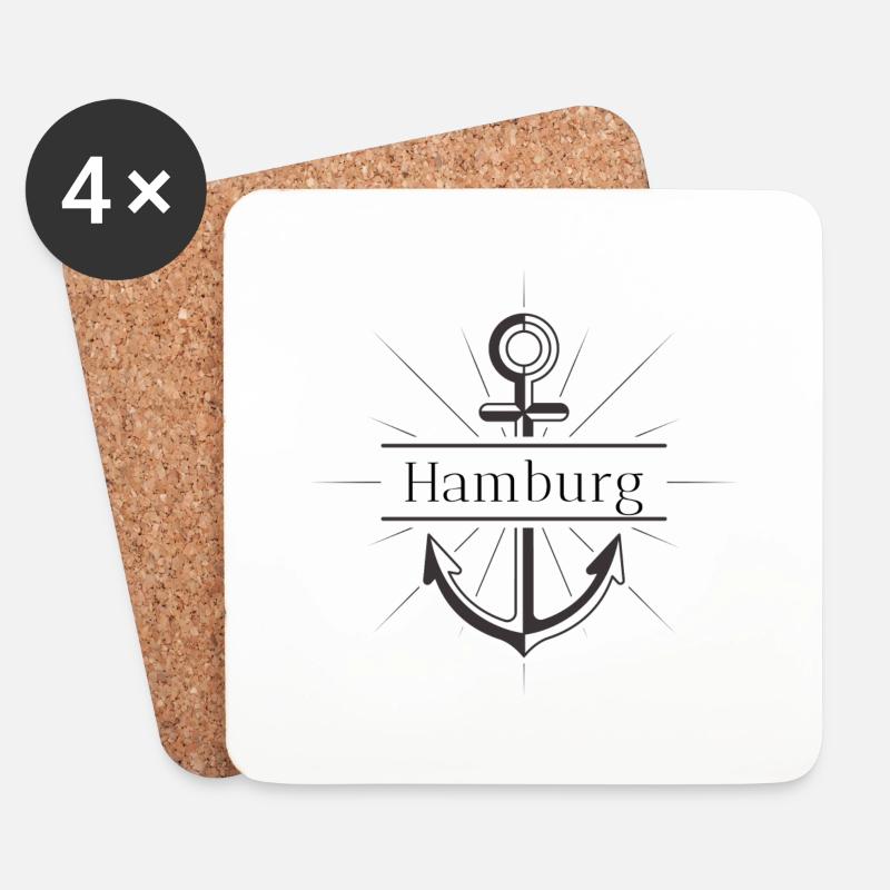 Hamburg Anker Moin - Untersetzer (4er-Set) - Weiß