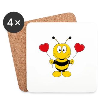BIENE - LIEBE - LOVE - TIER - KINDER - BABY - Untersetzer (4er-Set) - Weiß - Vorne