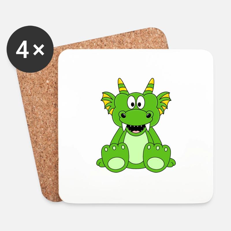 DRACHE - KINDER - BABY - Untersetzer (4er-Set) - Weiß