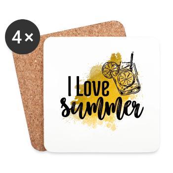 I love summer - Dessous de verre (lot de 4) - blanc - Devant