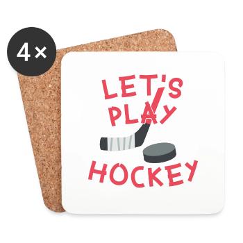 Let's play Hockey Original gift idea Let's play - Coasters (set of 4) - white - Front