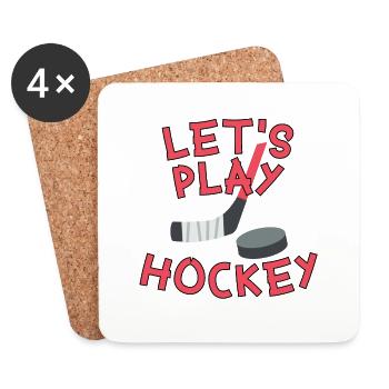 Let's play Hockey Original gift idea Let's play - Coasters (set of 4) - white - Front