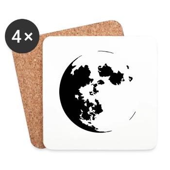 Moon (color customizable) - Coasters (set of 4) - white - Front