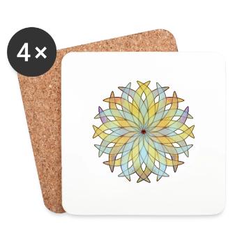 Energieblume Energie Blume Symbol Zeichen Mandala - Untersetzer (4er-Set) - Weiß - Vorne