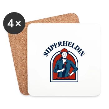 SUPERHELDIN - Untersetzer (4er-Set) - Weiß - Vorne
