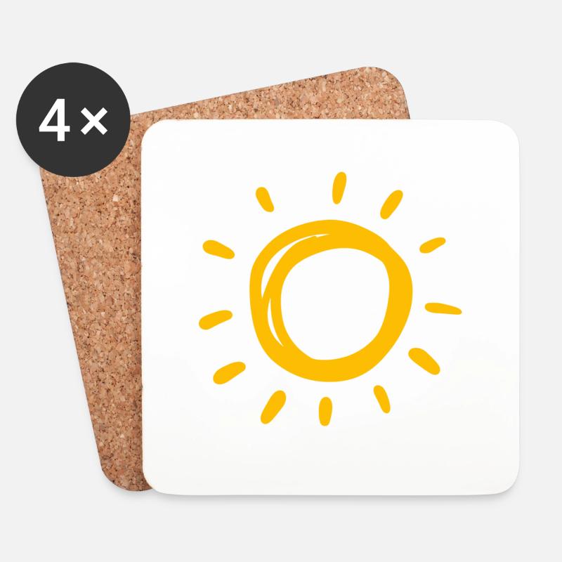Sonne 2 - Untersetzer (4er-Set) - Weiß