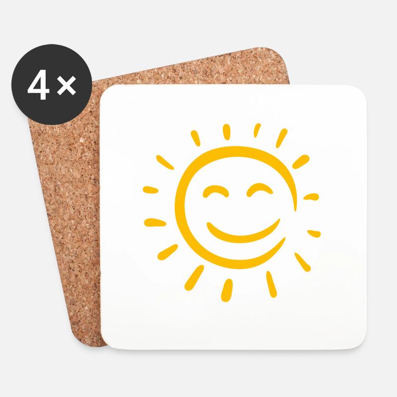 Sonne 1 - Untersetzer (4er-Set) - Weiß