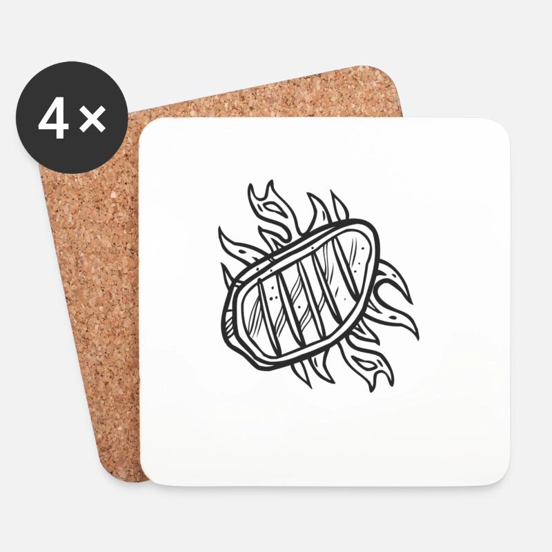 Steak mit Feuer - Untersetzer (4er-Set) - Weiß