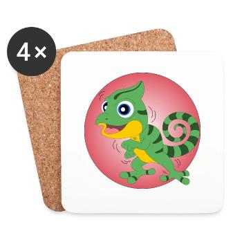 Tanzende Eidechse - Untersetzer (4er-Set) - Weiß - Vorne