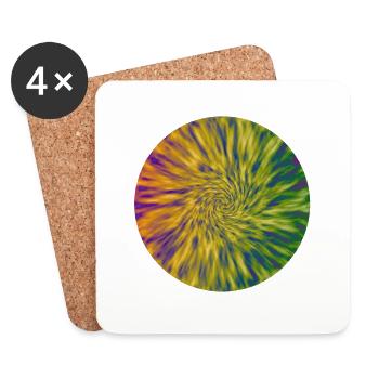 Round Colored Tie Dye Flowers - Coasters (set of 4) - white - Front