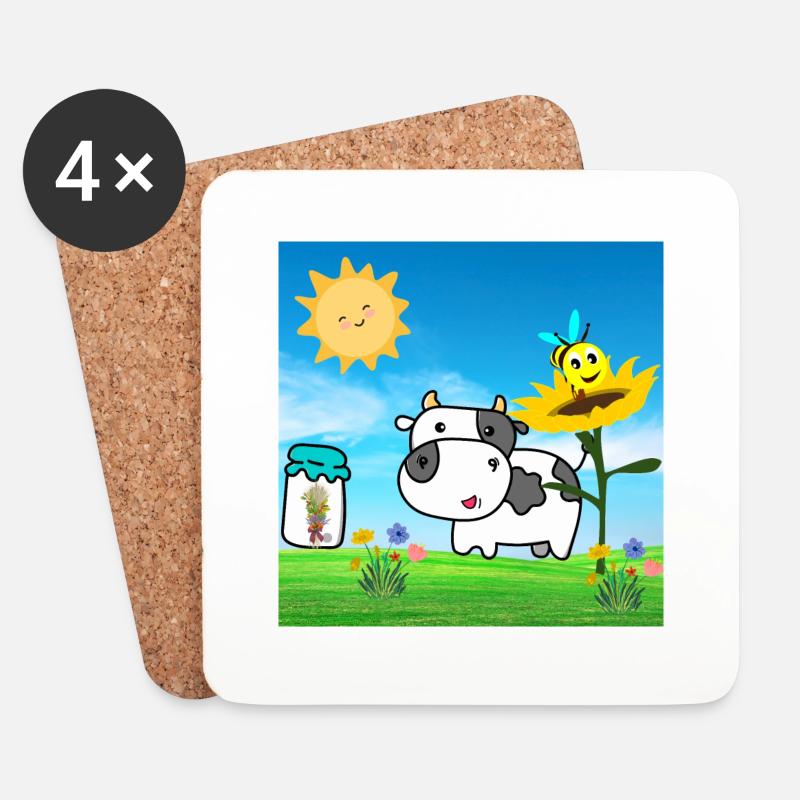kuh - Untersetzer (4er-Set) - Weiß