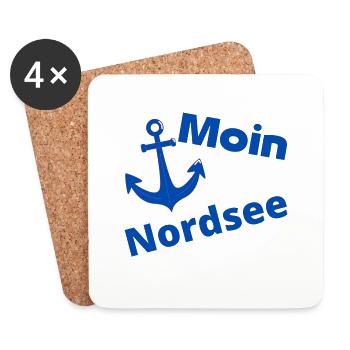 Moin Nordsee - Motiv mit Anker - Untersetzer (4er-Set) - Weiß - Vorne