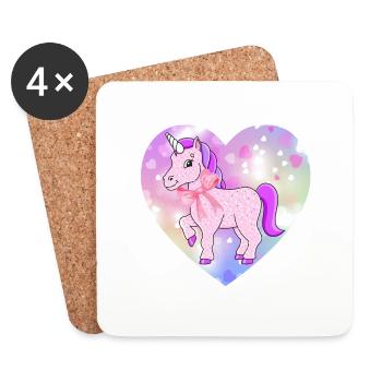 Einhorn - Untersetzer (4er-Set) - Weiß - Vorne