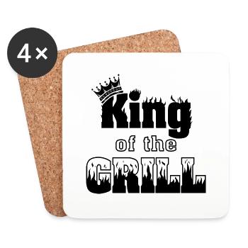 Roi du Grill - Dessous de verre (lot de 4) - blanc - Devant