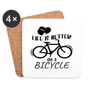 La vie est meilleure sur un vélo - Dessous de verre (lot de 4) - blanc - Devant