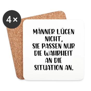Männer lügen nicht sie passen nur die Wahrheit an - Untersetzer (4er-Set) - Weiß - Vorne
