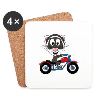 FRETTCHEN - MOTORRAD - BIKER - MOTORSPORT - Untersetzer (4er-Set) - Weiß - Vorne