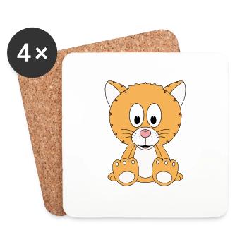 KATZE - TIER - TIERISCH - KINDER - BABYS - Untersetzer (4er-Set) - Weiß - Vorne