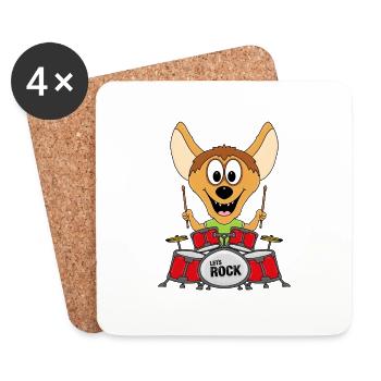 HYÄNE - SCHLAGZEUGER - MUSIKER - BAND - TIER - Untersetzer (4er-Set) - Weiß - Vorne