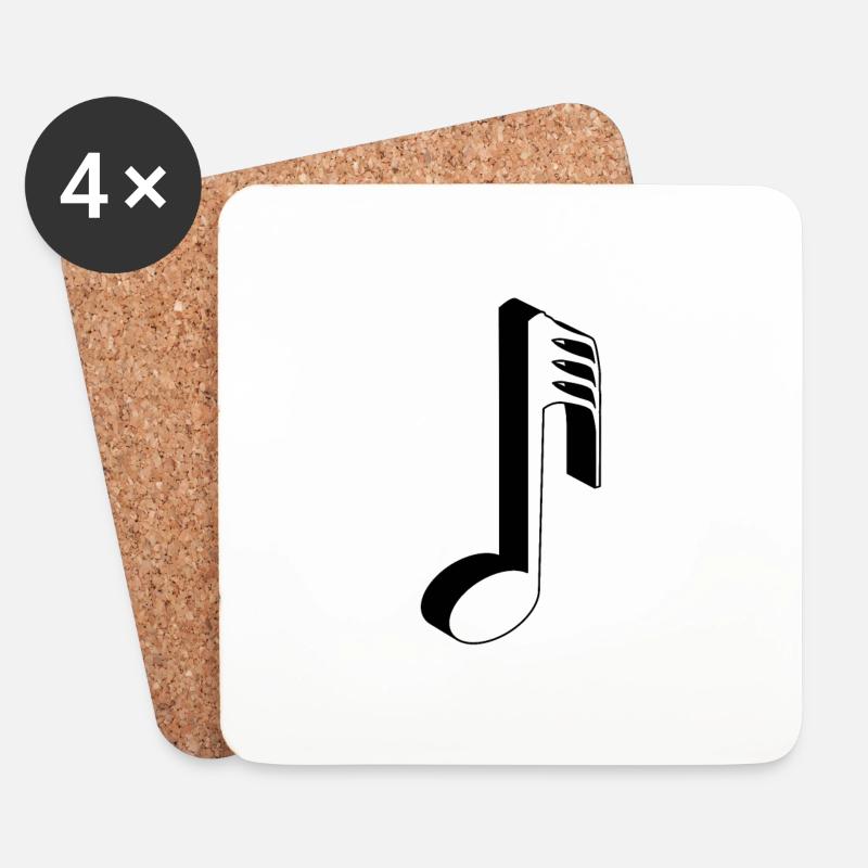 Musikalische Note 3D - Untersetzer (4er-Set) - Weiß