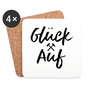Glück Auf Erzgebirge - Schlägel und Eisen - Untersetzer (4er-Set) - Weiß - Vorne