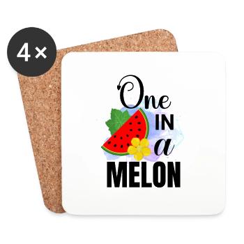 Un dans un melon - Dessous de verre (lot de 4) - blanc - Devant