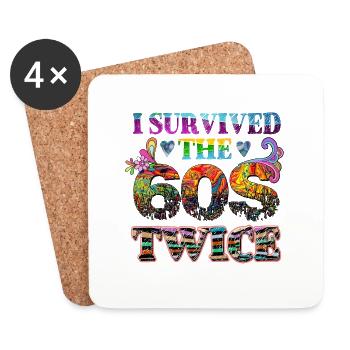I survived 60's twice Hippie Design - Coasters (set of 4) - white - Front