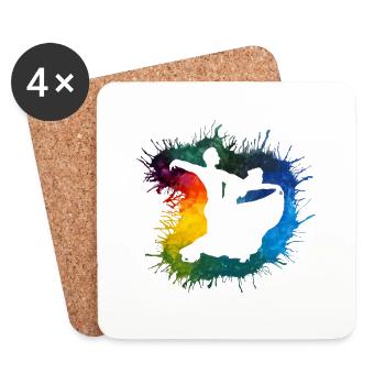 Standard Regenbogen Tanzpaar Aquarell Farbverlauf - Untersetzer (4er-Set) - Weiß - Vorne
