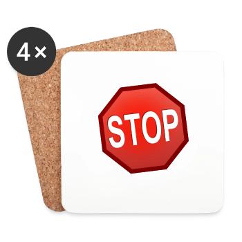 Stop Schild - Untersetzer (4er-Set) - Weiß - Vorne