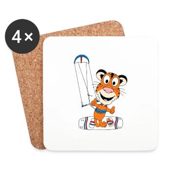 KITESURFER - KITEN - KITE - KITESURFEN - TIGER - Untersetzer (4er-Set) - Weiß - Vorne