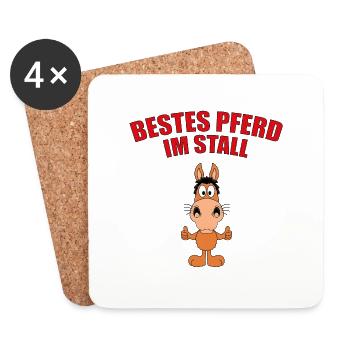 BESTES PFERD IM STALL - REITEN - PONY - PFERDE - Untersetzer (4er-Set) - Weiß - Vorne