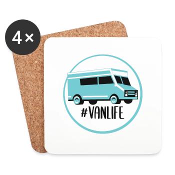 Wohnmobil Camper Wohnwagen Van RV Van Life - Untersetzer (4er-Set) - Weiß - Vorne