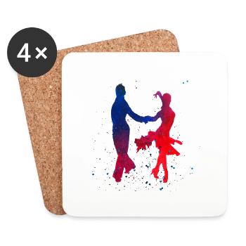 Fans Danse couple Latin Salsa Samba Swing coloré - Dessous de verre (lot de 4) - blanc - Devant