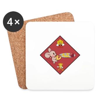 Fleißige Maus - Untersetzer (4er-Set) - Weiß - Vorne