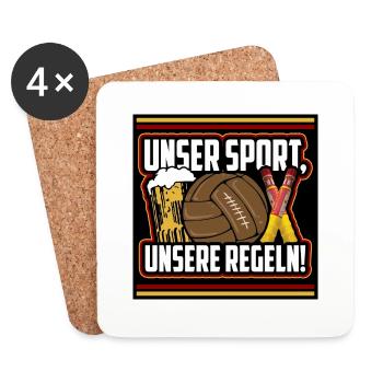 Unsere Sport, Unsere Regeln! - Untersetzer (4er-Set) - Weiß - Vorne