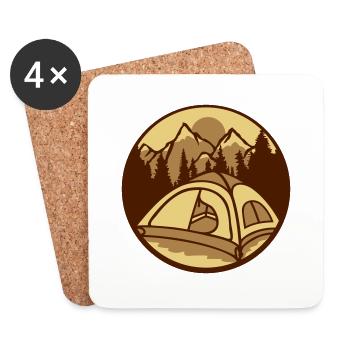 Mountains Forest Camper outside - Coasters (set of 4) - white - Front