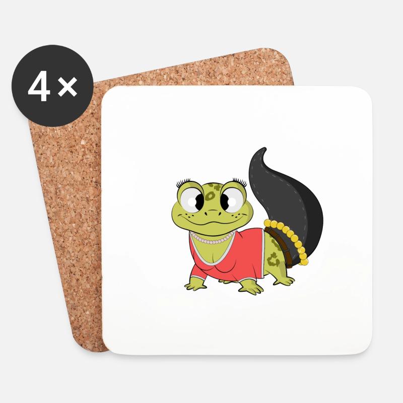 Lady Gecko - Untersetzer (4er-Set) - Weiß