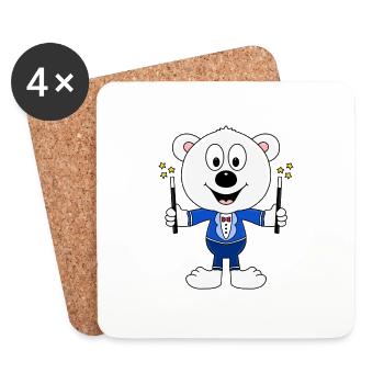 EISBÄR - ZAUBERER - MAGIER - ZAUBERN - TIERISCH - Untersetzer (4er-Set) - Weiß - Vorne
